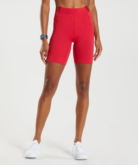 Women's Gymshark Training Brandmark Cycling Shorts Red | CA 65173N